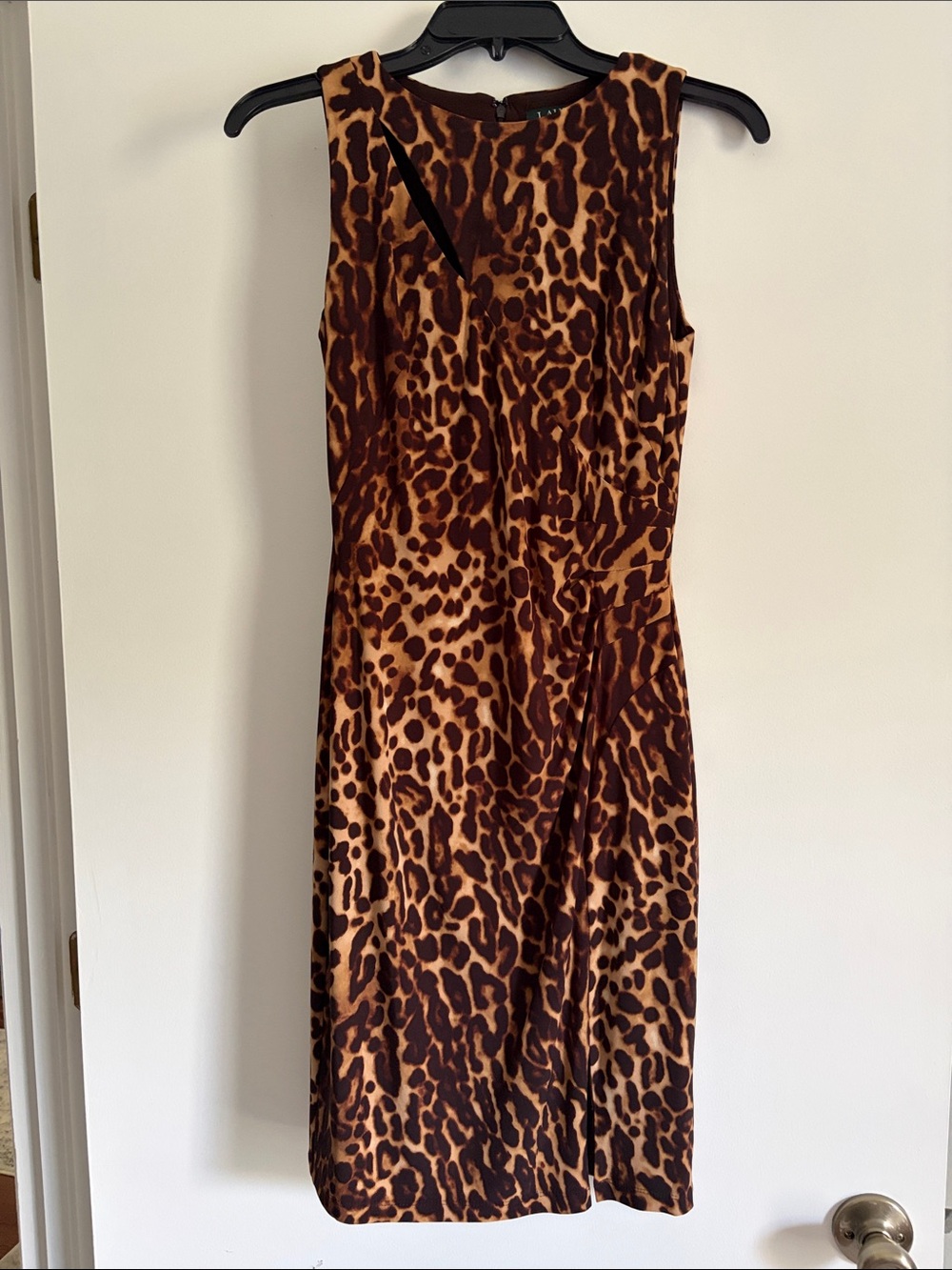 Lauren Ralph Lauren Brown Leopard-Print Sleeveless Sheath Dress